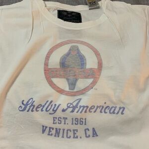 Shelby American Cobra Logo Tee - White with Red & Blue Print